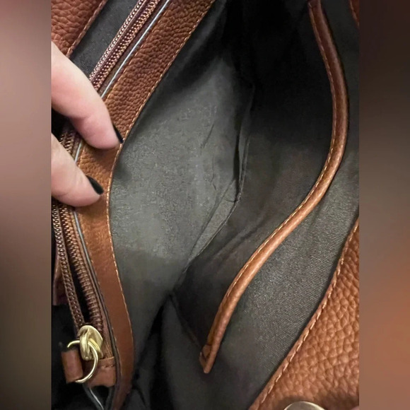 Nanette Lepore Adley Crossbody 28715957 Purse Camel Tan Removable Scarf 👜 - Picture 7 of 8